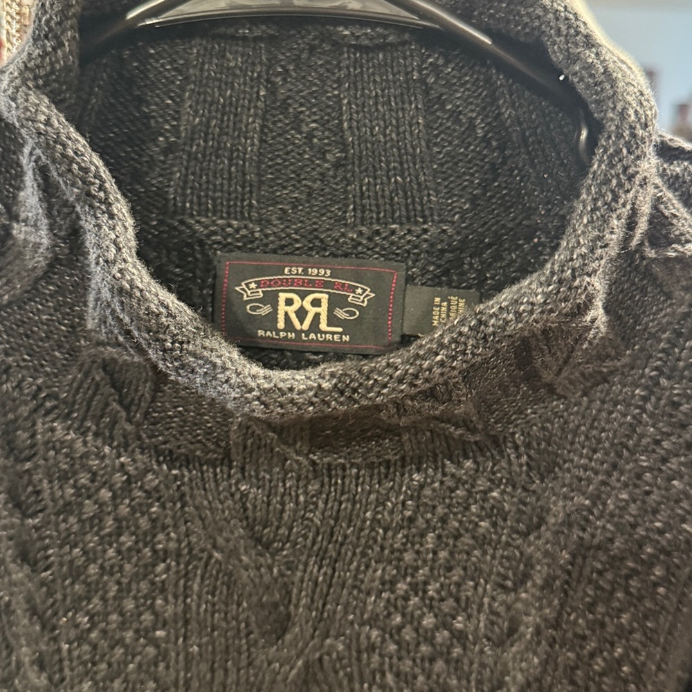 Double RRL - Ralph Lauren Black Indigo Cable Knit Sweater